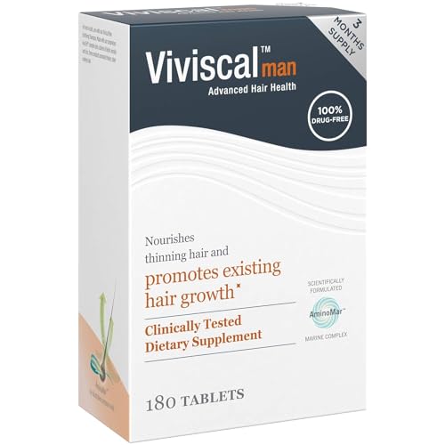 Viviscal Men's Hair Growth Supplements for Thicker, Fuller Hair Clinically Proven with Proprietary Collagen Complex 180 Tablets - 3 Month Supply