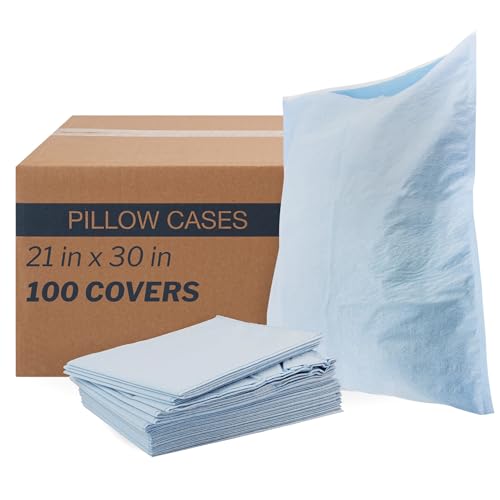 McKesson Disposable Pillow Case Covers Bulk Pillowcase, Single-Use for Medical Hospital Travel, Standard Size, Blue, 21 in x 30 in (100)