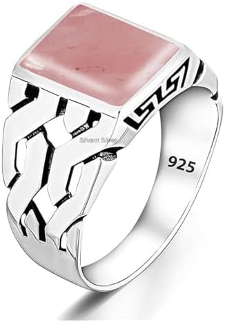 Solid 925 Sterling Silver Rectangle Shape Gemstone Men Signet Rings, Beautiful Handcrafted Anniversary, Christmas Gift for Fathers, Son, Boyfriend, Friend