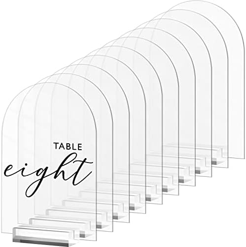 5x7 Inch Clear Arch Acrylic Sign with Stand-10 Pack Clear Blank Arched Acrylic Sheets with Holder, DIY Arch Sign Blank for Wedding Table Numbers