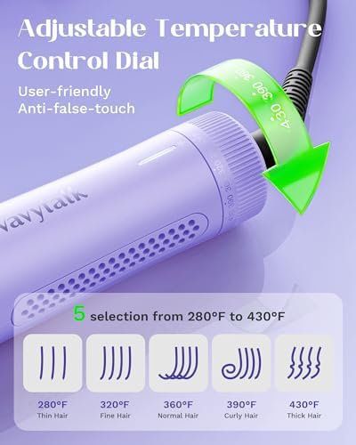Wavytalk Airflow Styler Curling Iron, Cool Curl, 360° Cool Air Lock in Style for Lasting Curls, Reduces Damage, 2 in 1 Hair Straightener and Curler, 1 Inch, Anti-Scald for Short Long Hair, Purple