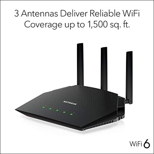 NETGEAR 4-Stream WiFi 6 Router (R6700AX) – AX1800 Wireless Speed (Up to 1.8 Gbps) | 1,500 sq. ft. Coverage (Renewed)