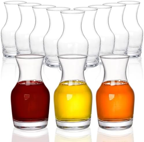 Set of 12 Wine Carafe Glass, 6 Oz Single Serving Mini Decanters for Individual Pours, Small Individual Carafes for Wine, Tasting, Champagne, Juice, Bars, Restaurants