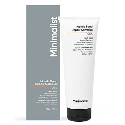 Minimalist Hair Mask for Damaged Hair & Frizzy Hair | After Shampoo | Maleic Bond Repair Complex 5% | Transglutaminase, Amino Acids & Ceramides | For Women & Men | 7.05 Oz/200 gm