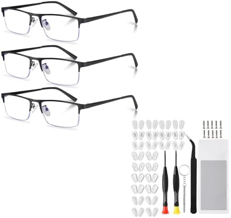 3-Pack Reading Glasses Bundles 24 Pairs Screw-in Eyeglasses Nose Pads Repair Kit