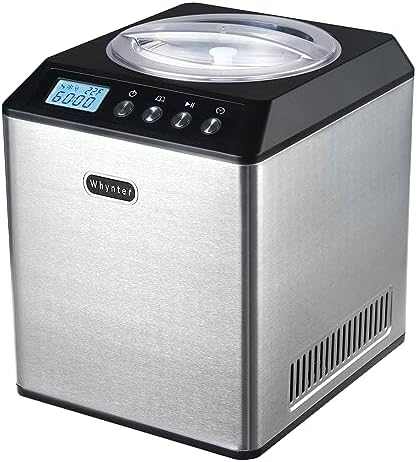 Whynter Ice Cream Maker Machine Automatic 2.1 Qt. Upright with Built-In Compressor, LCD Digital Display & Timer, No Pre-Freezing, ICM-201SB, Stainless Steel