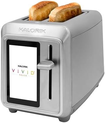 Kalorik Toaster VIVID TOUCH Series 2-Slice with Large High-Resolution Touchscreen and Customizable Cooking Presets by Bread Type, Features Wide Slots and High Lift Lever, 1000-Watts, Stainless Steel