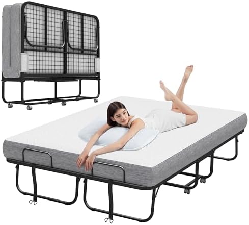 Full Size 75''x54'' Folding Bed with Mattress for Adult - Extra Large Wide Rollaway Bed for Guest, Comfortable Sleep in a Large Space