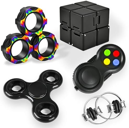 5PC Fidget Toys Adults Set Fidgets for Classroom Must Have Autism Sensory Pack Figette Cube ADHD Special Treasure Prize Tool Stress Relief Desk Cool Gadget for Kids Teen Christmas Stocking Stuffer