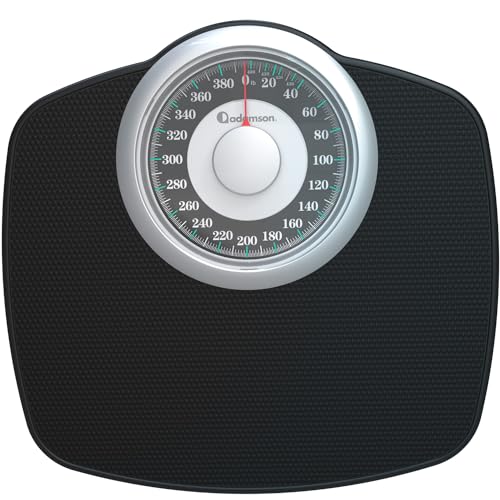 Adamson A25T Scales for Body Weight - Up to 400 LB - 5.3" Dial on 12.4" x 10.2" Platform - Anti-Skid Rubber Surface - High Precision Bathroom Scale Analog - Durable with 20-Year Assurance