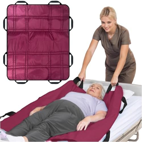 Upgraded 3-Layer Comfort Positioning Bed Pad 48" x 40" with Reinforced Handles Washable Waterproof Transfer Board for Turning Inconvenience Care Transfer Sheet (Mystic Plum)