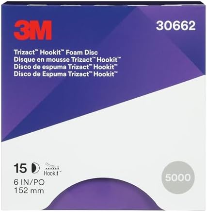 Trizact 3M Trizact Hookit Foam Disc, 30662, 6 in, P5000, 15 discs per carton , Blue