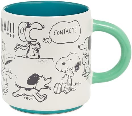 Hallmark Peanuts Mug (75th Anniversary Snoopy Through the Decades), 17.5 oz