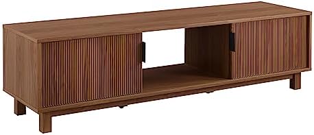 Walker Edison Arundo Fluted TV Stand for TVs up to 65 Inches, 58" TV Stand, Mocha