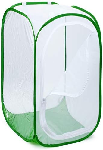 4 Feet Extra Large Monarch Butterfly Habitat, Giant Collapsible Insect Mesh Cage Terrarium Pop-up (White + Green, 28 x 28 x 48 Inches)