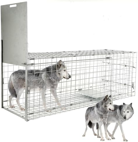57” Collapsible Large Live Animal Trap, Easy to Set and Release Live Animal Traps for Dogs, Foxes, Coyotes, Bobcats and Other similarly Sized Animals up to 55 lbs