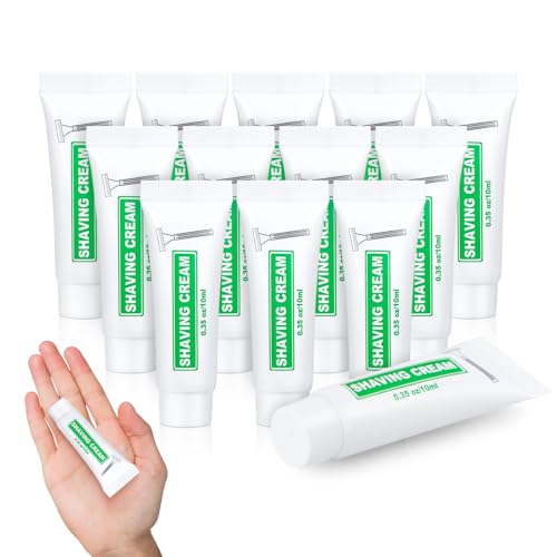 Travel Size Shaving Cream Bulk Pack of 100,Individually Wrapped 10ml/0.35fl oz Mini Disposable Shaving Cream in Bulk 1.2x2.9inch Travel Size Toiletries Amenities for Guests,Homeless,Charity
