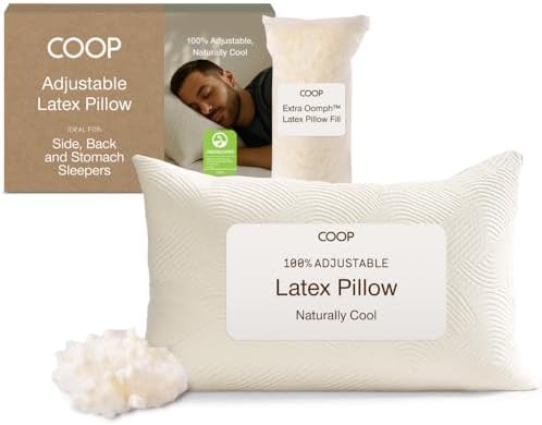 Coop Home Goods Adjustable Latex Pillow Queen, Talalay Latex & Microfiber Fill, Best Pillows for Sleeping, Ergonomic, Naturally Cooling, Eco-Friendly, Medium Firm for Back, Side & Stomach Sleepers