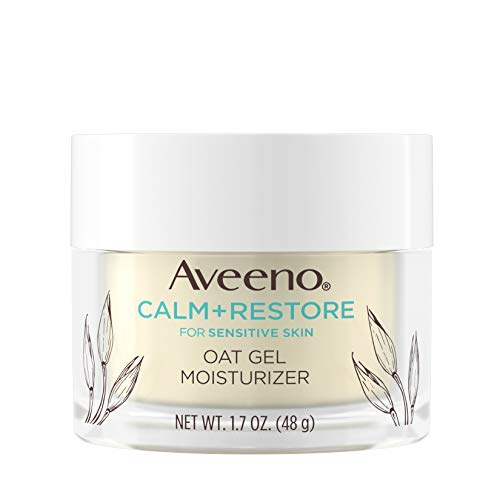 Aveeno Calm + Restore Oat Gel Facial Moisturizer for Sensitive Skin, Lightweight Gel Cream Face Moisturizer with Prebiotic Oat & Feverfew, Hypoallergenic, Fragrance- & Paraben-Free, 1.7 oz (Pack of 5)