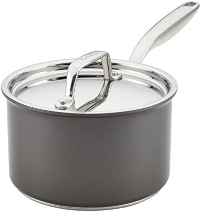 Breville Thermal Pro Hard Anodized Nonstick Sauce Pan/Saucepan with Lid, 3 Quart, Gray