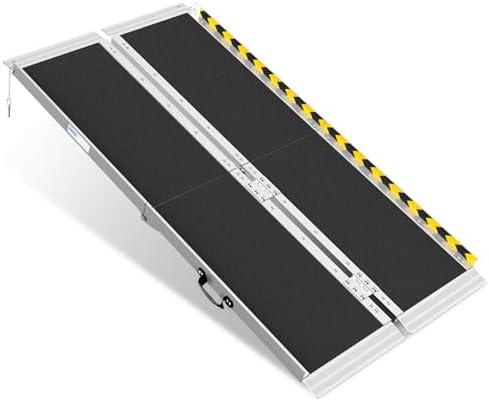 5FT Portable Wheelchair Ramp, Non-Slip Aluminum Folding Handicap Ramp, 600 LBS Capacity Door Threshold Ramps for Home Steps, Scooter Ramp for Car, Doorways, Curbs, Stairs, Cart, Wheel Chair Steps
