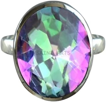 Solid 925 Sterling Silver Ring for Women & Men, Amethyst Ring Gemstone Unique Handcrafted Ring (US Size 5)