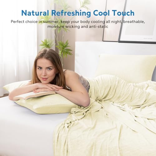 HOMFINE Cooling Blankets for Hot Sleepers - Summer Blanket Thin Lightweight Breathable Soft Double Side Enhanced Cooling for Bed Couch Sofa, Keep Cool for Night Sweats (Beige, 90 x 90 inches)