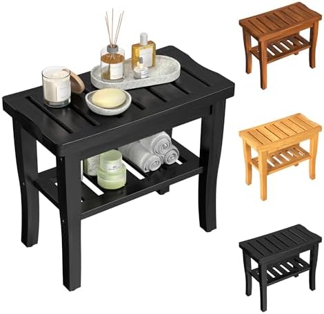 Bamboo Black Shower Bench Stool Shower Chair Seat Adult Women Her Sister Aunt Wife Hustband Lady Auntie Titi Bestie Soul Happy Christmas Xmas Birthday Gifts Cool Unique Aesthetic 30 40 60 70 Year Old
