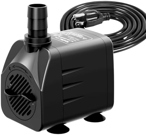 400GPH Submersible Water Pump(1500L/H,25W),Ultra Quiet Fountain Pump with 6.5ft High Lift, Pond Pump for Fish Tank, Pond, Aquarium, Statuary, Hydroponics.