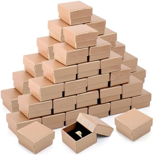 Yinkin 72 Pcs Jewelry Ring Gift Boxes Bulk 2 x 2 x 1.2 Inch Ring Necklace Earring Boxes for Weddings Christmas