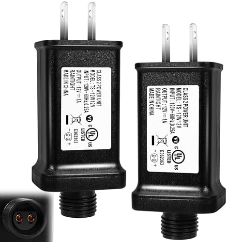 2 PCS Replacement Yard Inflatable Adapter,12V 1A Class 2 Power Supply, Low Voltage Transformer US Plug for Halloween/Thanksgiving/Christmas Inflatables