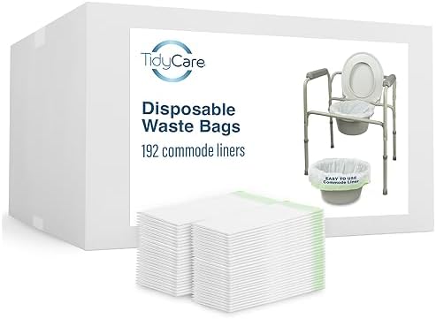 Disposable Bedside Commode Liners for Adult Portable Toilet Chair Seat Bucket and Bedpan | Value Pack of 192 Waste Bags | Universal Fit Liners for Home Medical Care