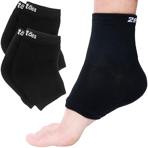 ZenToes Moisturizing Sleep Socks with Vitamin E, Olive Oil and Jojoba Seed Oil to Soften and Hydrate Dry Cracked Heels (Cotton Black, Wide Width)