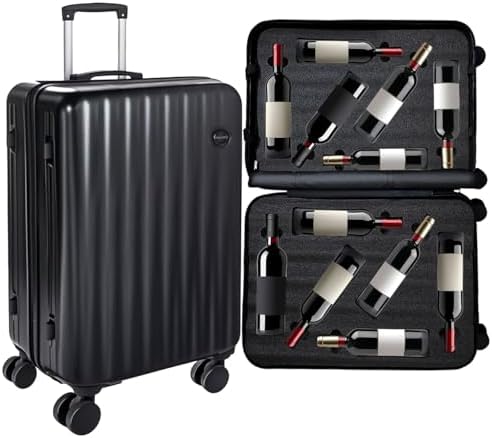 2025 Upgraded Wine Suitcase for Airplanes 12 Bottle, Thickened Wine Luggage for Airplane Travel with TSA Approved Lock and 360֯ Rotating Wheels, Wines Travel Suitcase with Removable Insert