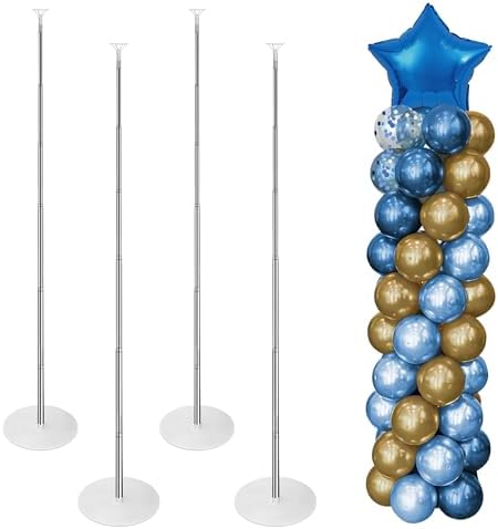 4 Sets Metal Balloon Stand, Balloon Arch Kit of 4, 7 Feet Adjustable, Durable, Ideal for General Celebrations, Children, Unisex, Christmas, Event Planners, Party Organizers
