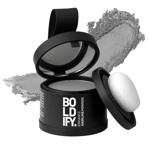 BOLDIFY Hairline Powder - Root Touch Up Hair Color for Gray Coverage - Bald Spot Concealing Hair Powder for Women & Men - 48-Hour Stain-Proof - Gray