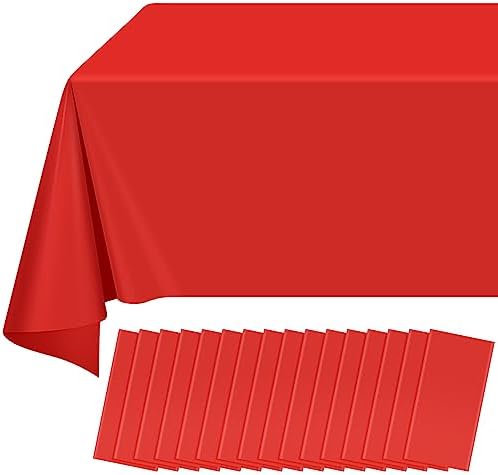 16 Pack Red Plastic Tablecloth for Rectangle Tables, Premium Decorative Red Disposable Table Cloths for Parties, Rectangle Party Table Cover for Birthday, Wedding, Christmas, Anniversary, 54 x 108Inch