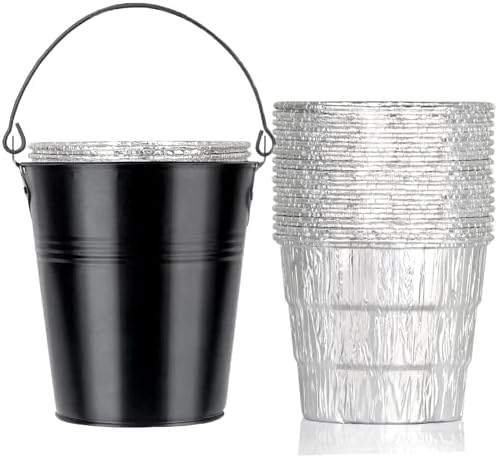 Grease Bucket for Traeger Pit Boss Oklahoma Rec Tec Louisiana Smoker Replacement Parts Metal Pail 20pcs Drip Tray Liners Oil Catcher Container Pellet Grill Accessories