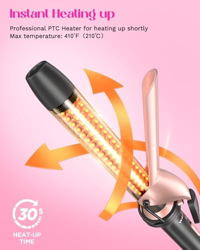 Wavytalk 5 in 1 Curling Wand Set, Dual Voltage Curling Iron Set with 5 Interchangeable Barrels Included A Thermal Brush, A Hair Crimper and 3 Ceramic Curling Wands(0.5"-1.25"), Rose Pink
