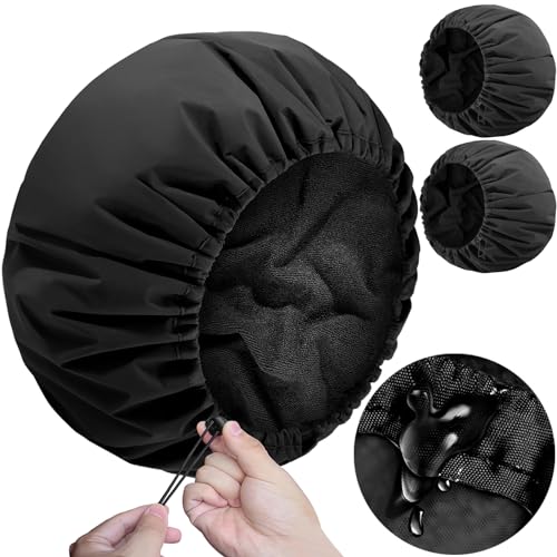 2 Pcs 13.5" Dual Waterproof Adjustable Terry Lined Shower Cap for Women Men, Large Shower Caps Reusable EVA Double Layer Bath Cap for Braids, Long Hair, Dreadlocks, Locs