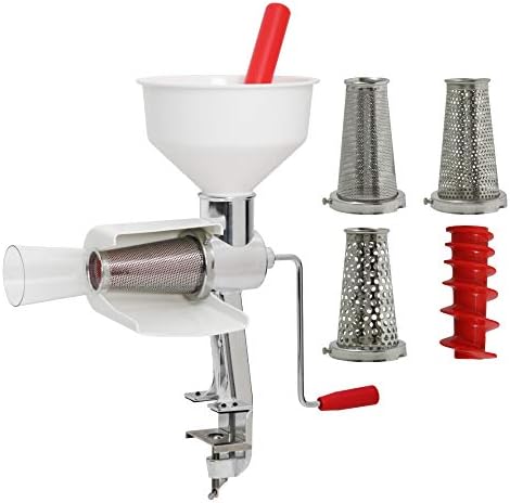 Johnny Apple Sauce Maker, Tomato Sauce Maker, Salsa Maker, Pumpkin Puree Maker, Berry Sauce Maker, Remove Skins & Seeds From Produce, Model 250 Clamp Based Food Strainer (Strainer + Accessories)