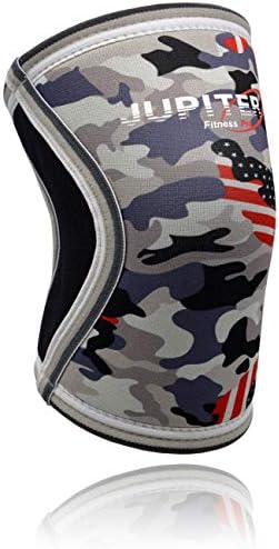 Elbow Sleeves (1 Pair) Support & Compression for Weightlifting, Powerlifting, Tennis, Basketball - 5mm Neoprene Sleeve Perfect for Both Men & Women (Small, Grey Camo+)