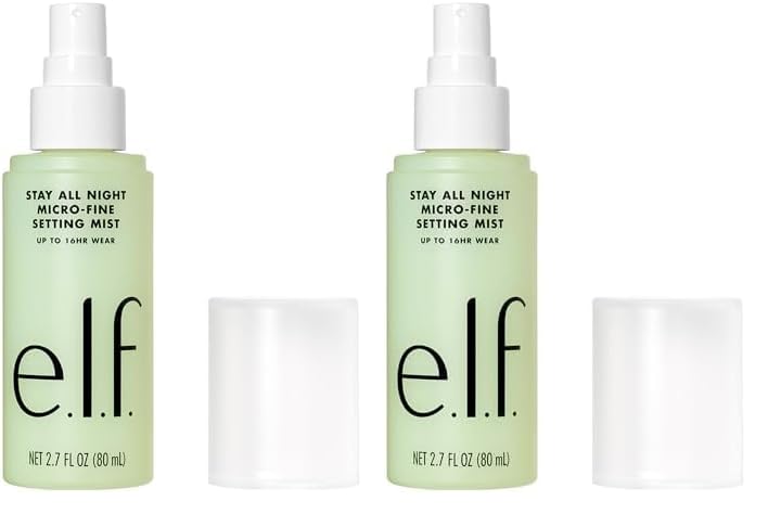 e.l.f. Stay All Night Micro-Fine Setting Mist, 16HR Wear, Hydrating & Refreshing, 2.7 Fl Oz (80mL) (Pack of 2)