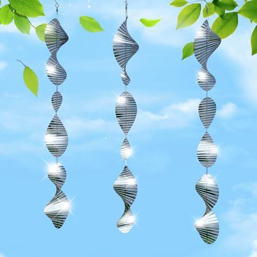 Bird Deterrents for Outside Patio, Bird Scare Devices Set Highly Reflective 3D Wind Spinners Outdoor Garden Decor, Bird Reflectors to Keep Birds Away Window Roof Yard Orchards Deck 9 Discs 3 Pcs