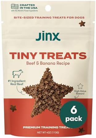 Jinx Beef & Banana Training Treats for Dogs and Puppies, Low-Calorie, All Natural, Slow-Smoked Real Beef, No Fillers 4oz, 6 Pack