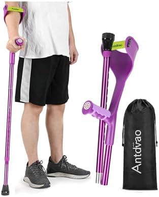 Folding Crutch (x1 Unit) Forearm Crutch Anti-Drop Cuff Reduces The Hassle of Picking Up Forearm Crutch，Comfortable Grip and Wear-Resistant, Non-Slip Forearm Crutch (Single Violet)