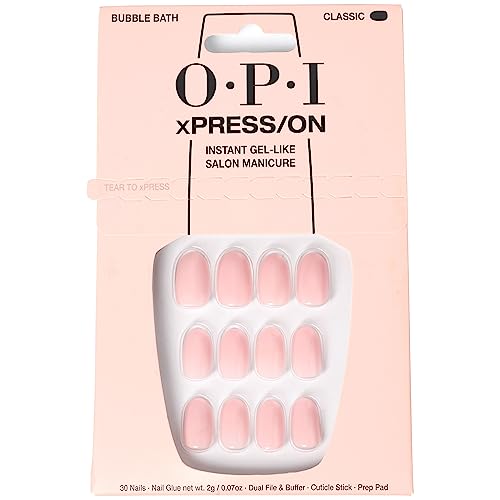 OPI xPRESS/ON Press on Nails | Short Round Light Solid Nail Art Press On Nails | With Nail Glue | Long Lasting, Reusable, Non-damaging