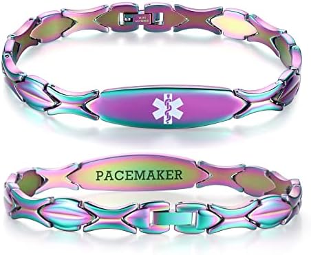 LinnaLove 7 1/2 inch Medical Alert Bracelets for women Stainless Steel Fashion Medical Bracelets Personalized Engraving