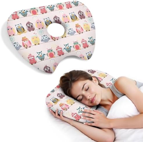 Ear Piercing Pillow for Side Sleepers Pillows with Holes for Ear Pain,Donut Pillow for Ear Side Sleeping Pillow for Adults CNH Ear Pain Relief Pressure Sores Ear Pillow with Hole in Center
