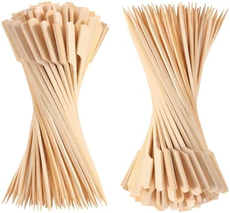 300 PCS Bamboo Skewers for Appetizers, 4.7 Inch Toothpicks, Cocktail Picks for Drinks, Fruit Kababs, Sausage, Barbecue Snacks, Natural Wooden Paddle Skewer Mini Food Sticks, Charcuterie Accessories